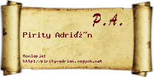 Pirity Adrián névjegykártya
