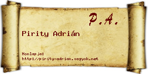 Pirity Adrián névjegykártya